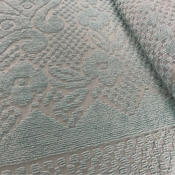 Vintage cotton Pastel mint aqua chenille bedspread full/double - Picture 4 of 6
